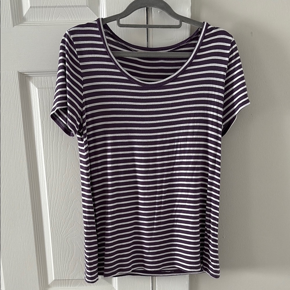 Purple and White Short Sleeve Tee